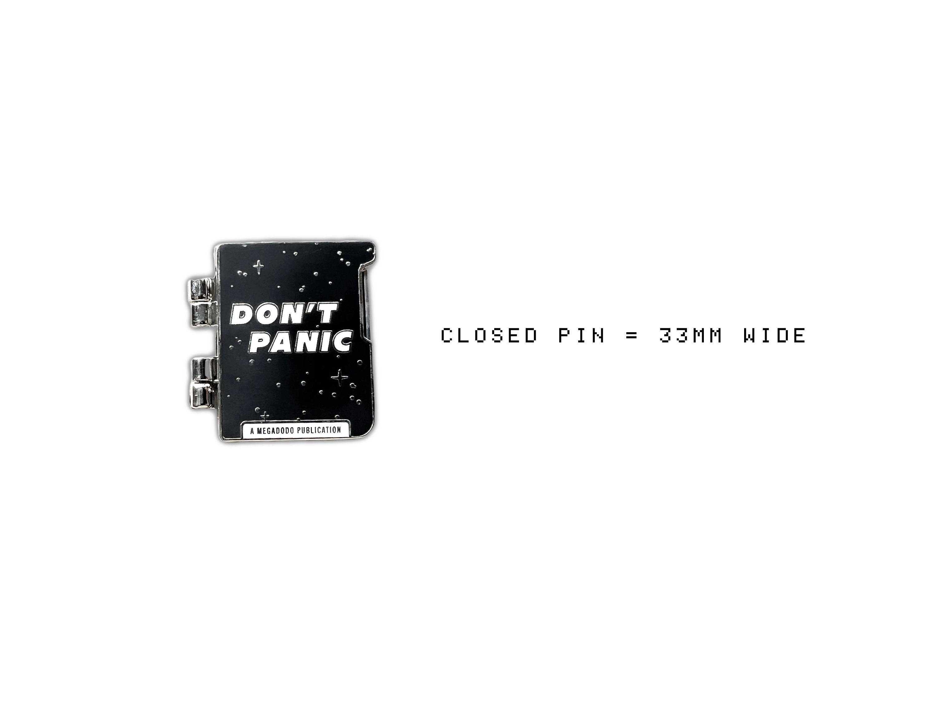 Hinged Hitchhiker's Guide Enamel Pin - HHGTTG Don't Panic Lapel Pin / Badge - Space Kawaii Pastel Pin