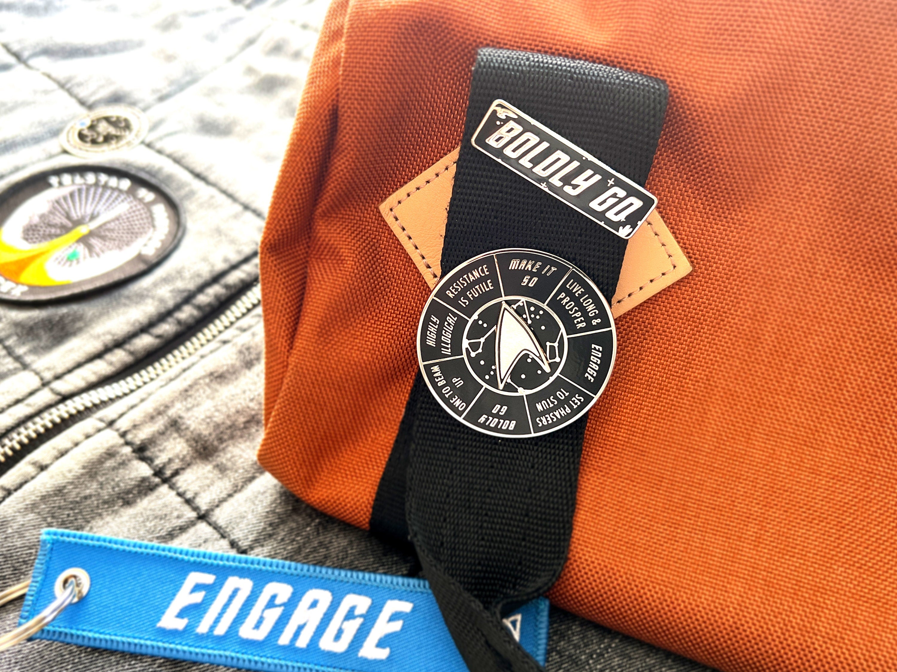 Boldly Go Enamel Pin - Trekkie Picard Lapel Pin / Badge - Sci-Fi Trek Gift