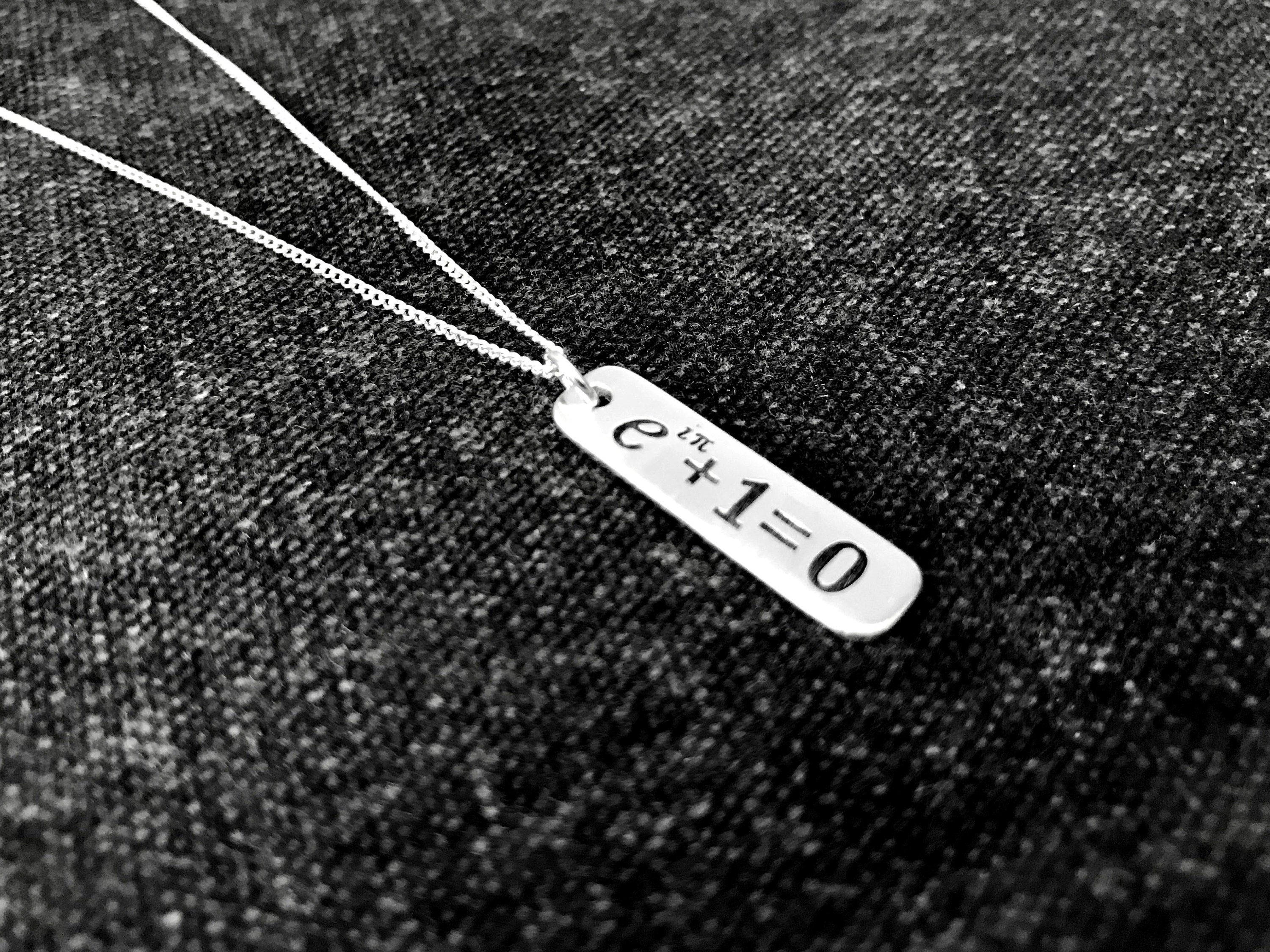 Handmade Sterling Silver Euler's Identity Necklace - Math & Physics Pendant Necklace - Men's / Women's STEM Jewelry