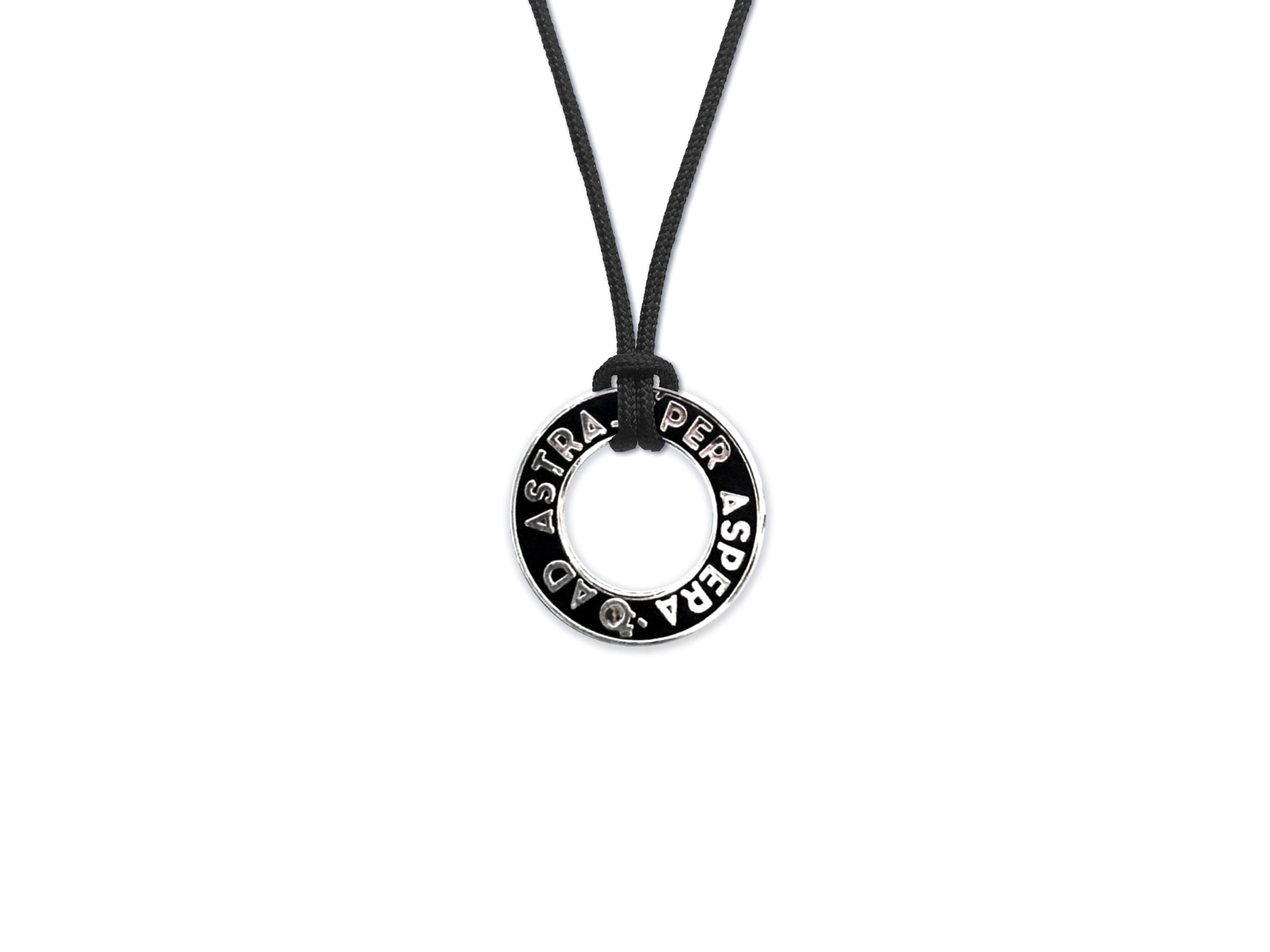 Ad Astra Meteorite Dust Necklace - Per Aspera Men's / Women's Black Astronomy Pendant - Minimalist / Futuristic Scifi Space Jewelry