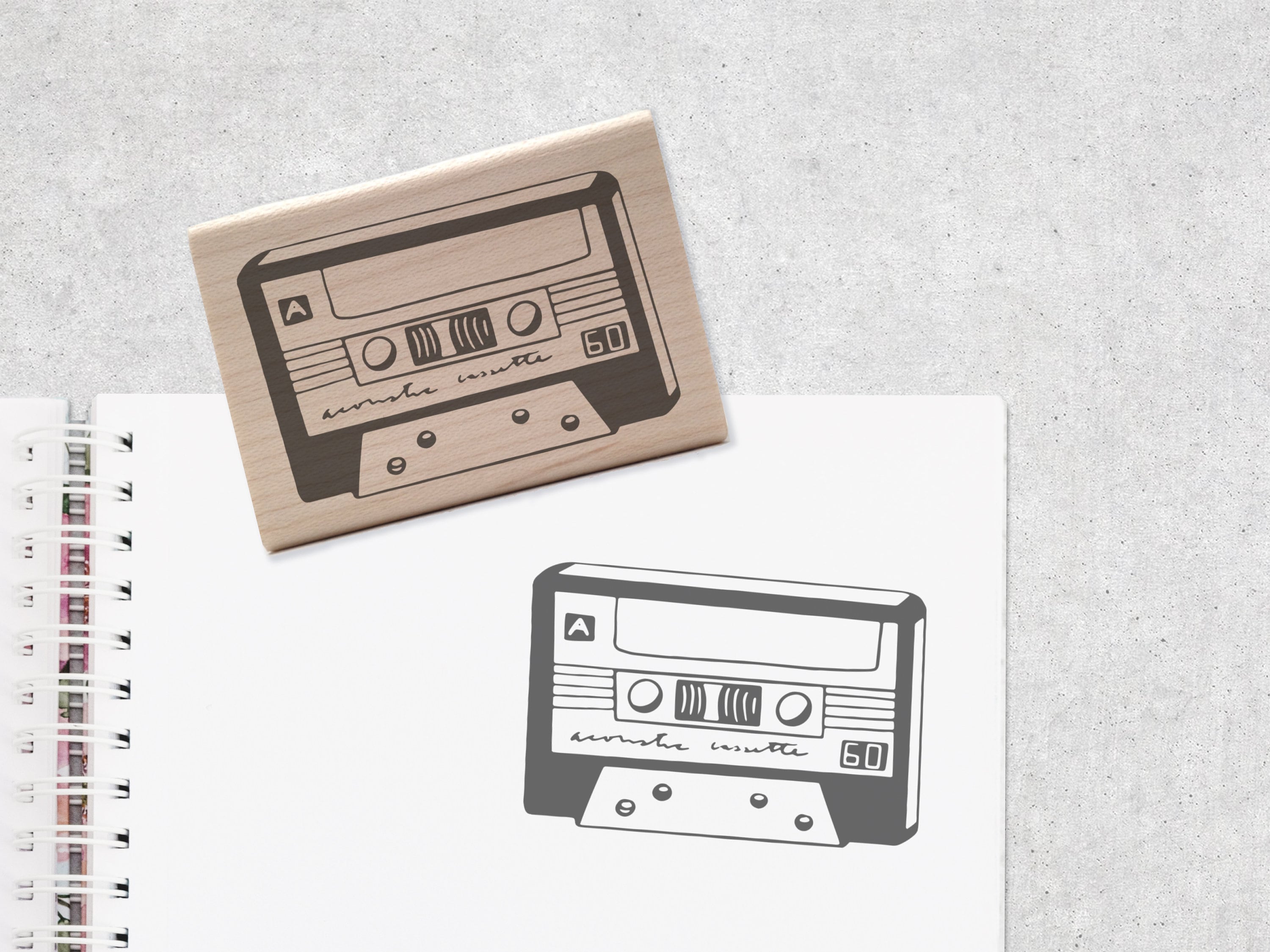 Cassette Tape Rubber Stamp - Retro Mixtape - 80s & 90s Stationery