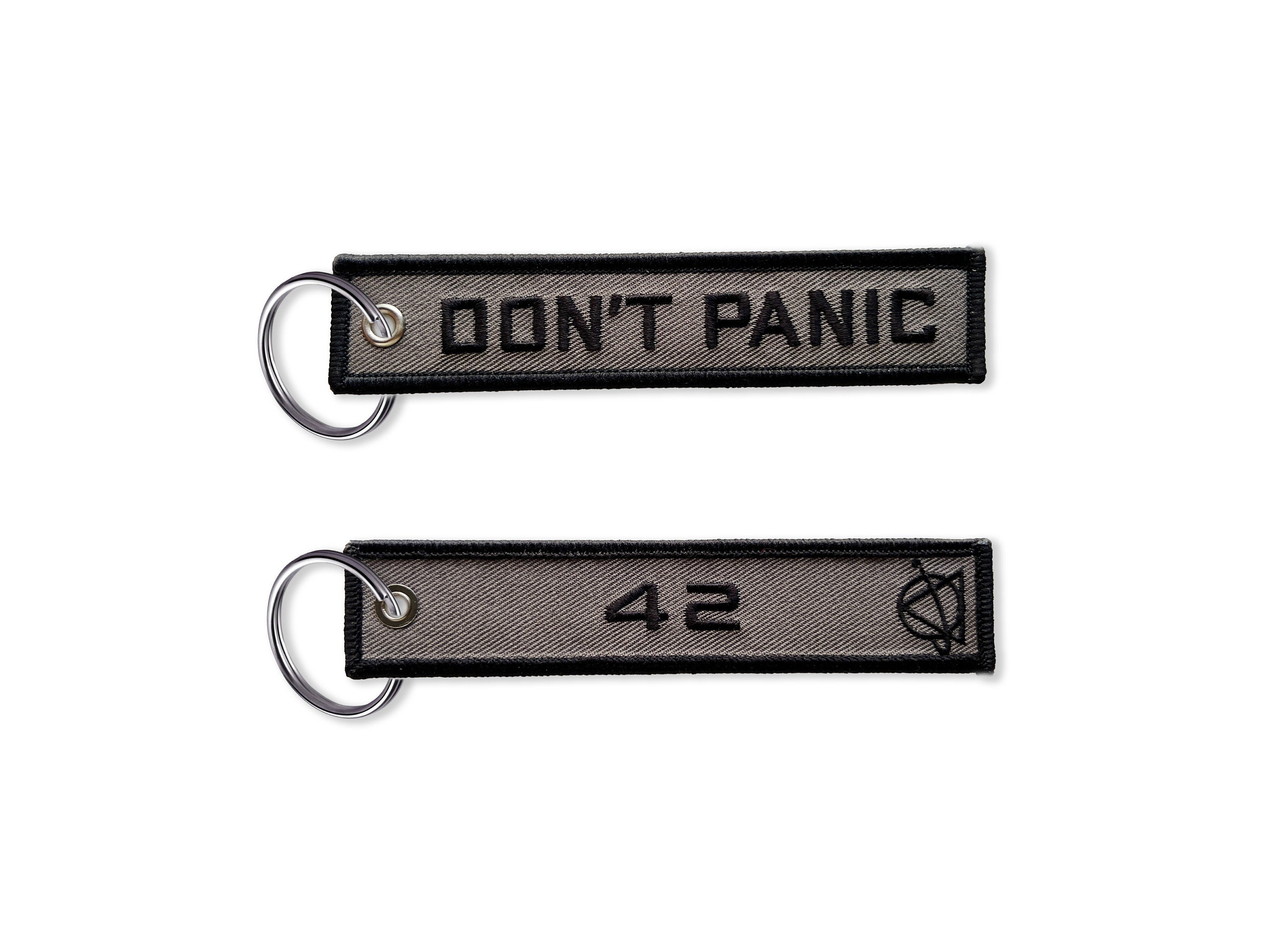 Don't Panic "Remove Before Flight" Keychain - Hitchhiker's Guide EDC Keychain / Sci-Fi Geek Gift