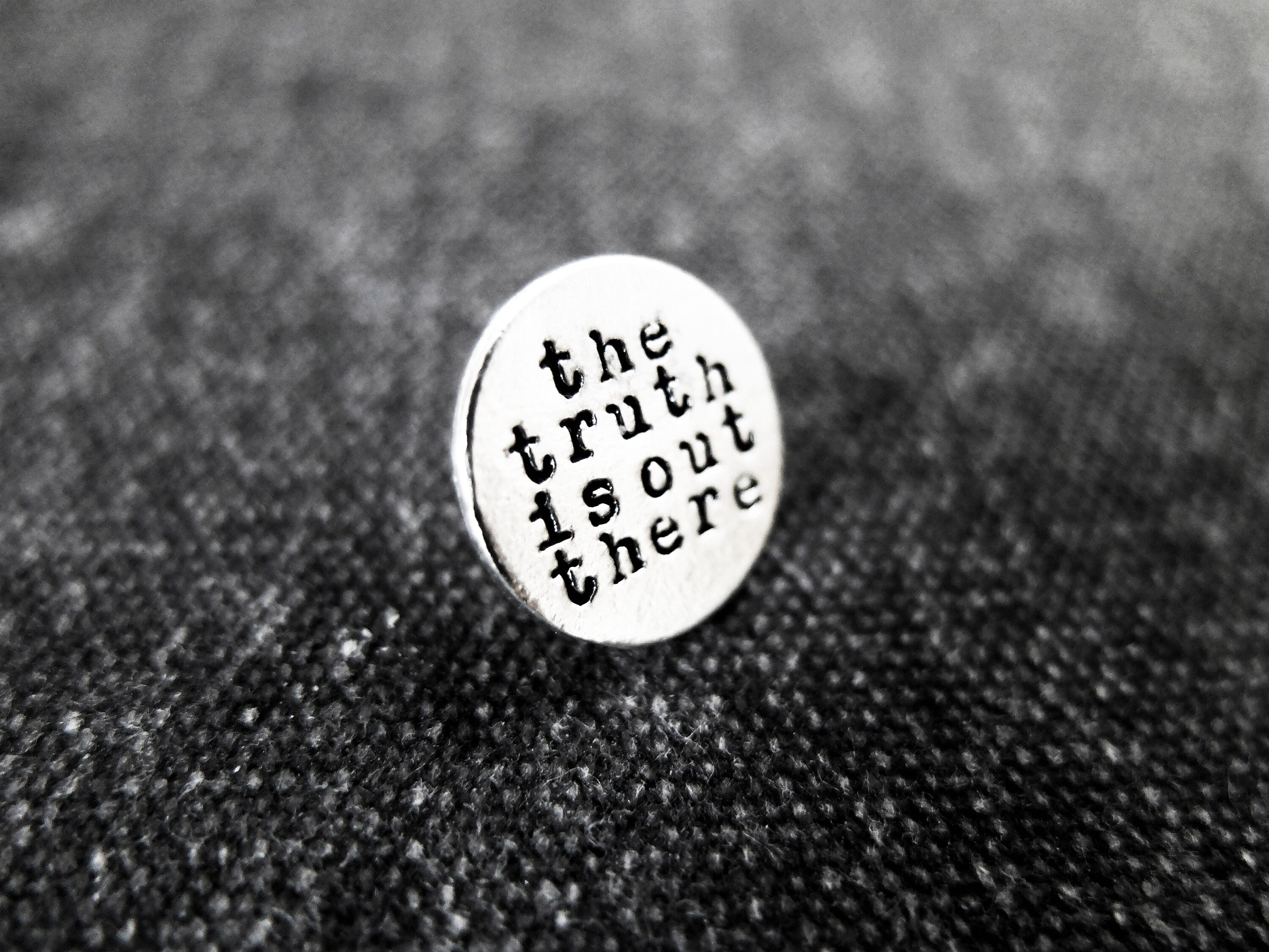 Handmade Sterling Silver Truth Is Out There Pin - Mulder / Scully Lapel Pin / Badge - X-Files Geek Tie Tack