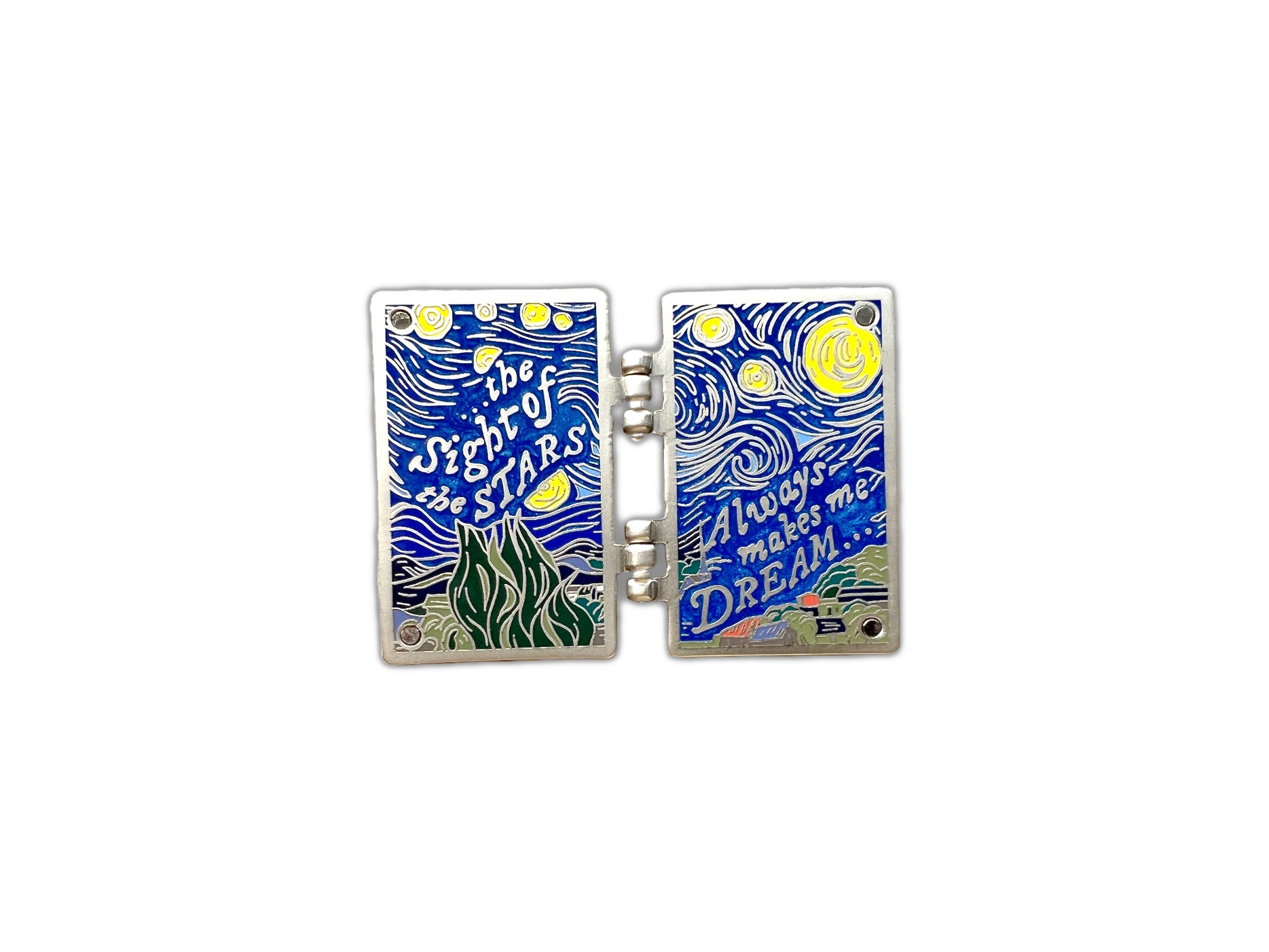 Hinged Van Gogh's Starry Night Enamel Pin - Vincent Van Gogh Lapel Pin / Book Badge - Celestial Fine Art / Artist's Gift