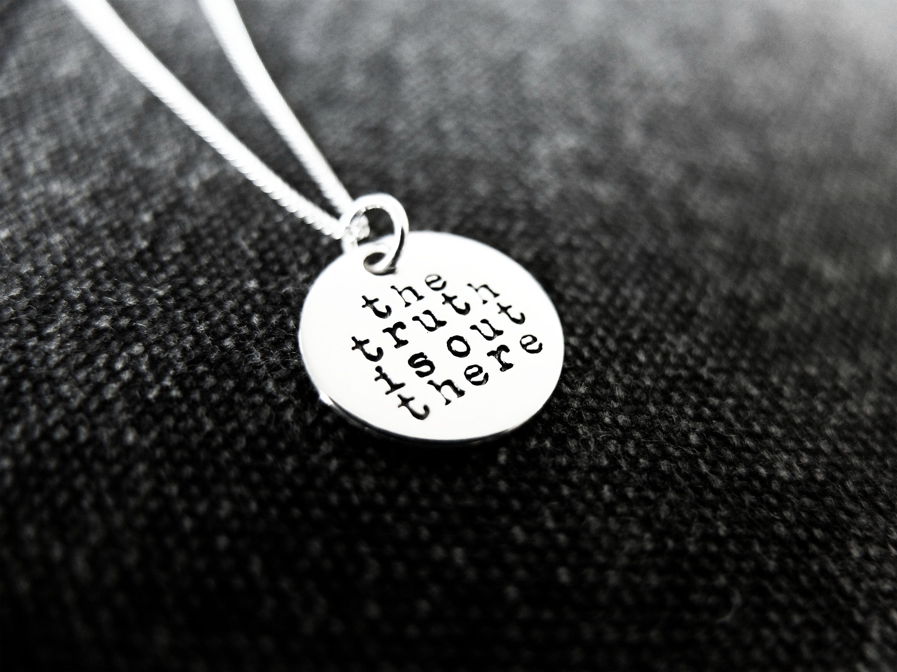 Sterling Silver Truth Is Out There Pendant - Handmade Mulder/Scully Necklace - X-Files Geek
