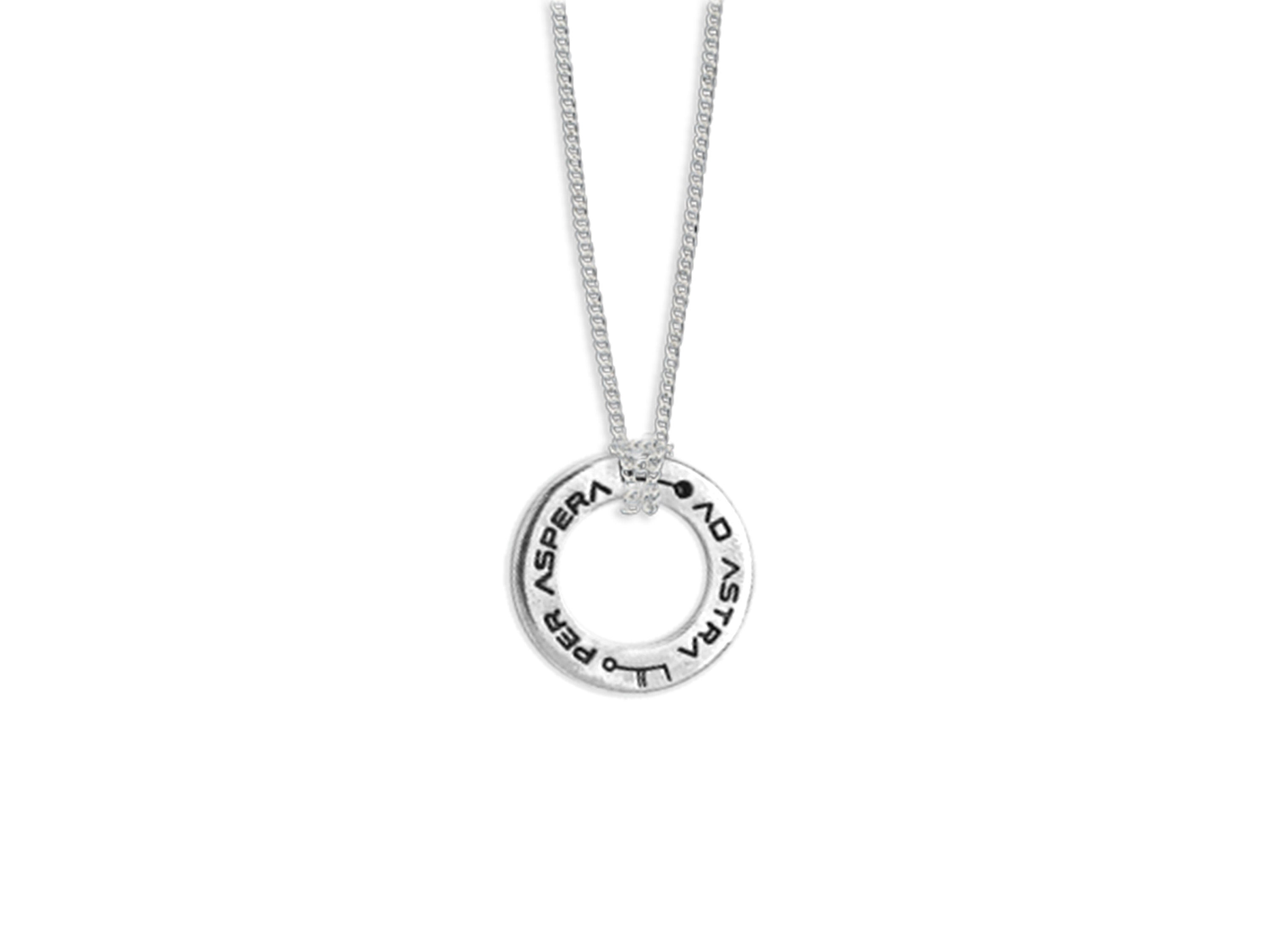 Sterling Silver Per Aspera Ad Astra Necklace - Men's/Women's Mars Meteorite Dust Necklace - Cyberpunk / Futuristic Jewelry