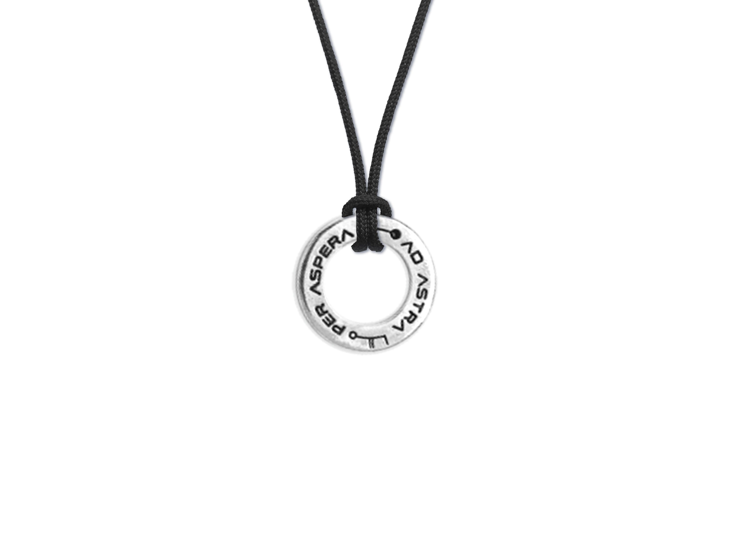 Sterling Silver Per Aspera Ad Astra Necklace - Men's/Women's Mars Meteorite Dust Necklace - Cyberpunk / Futuristic Paracord Jewelry