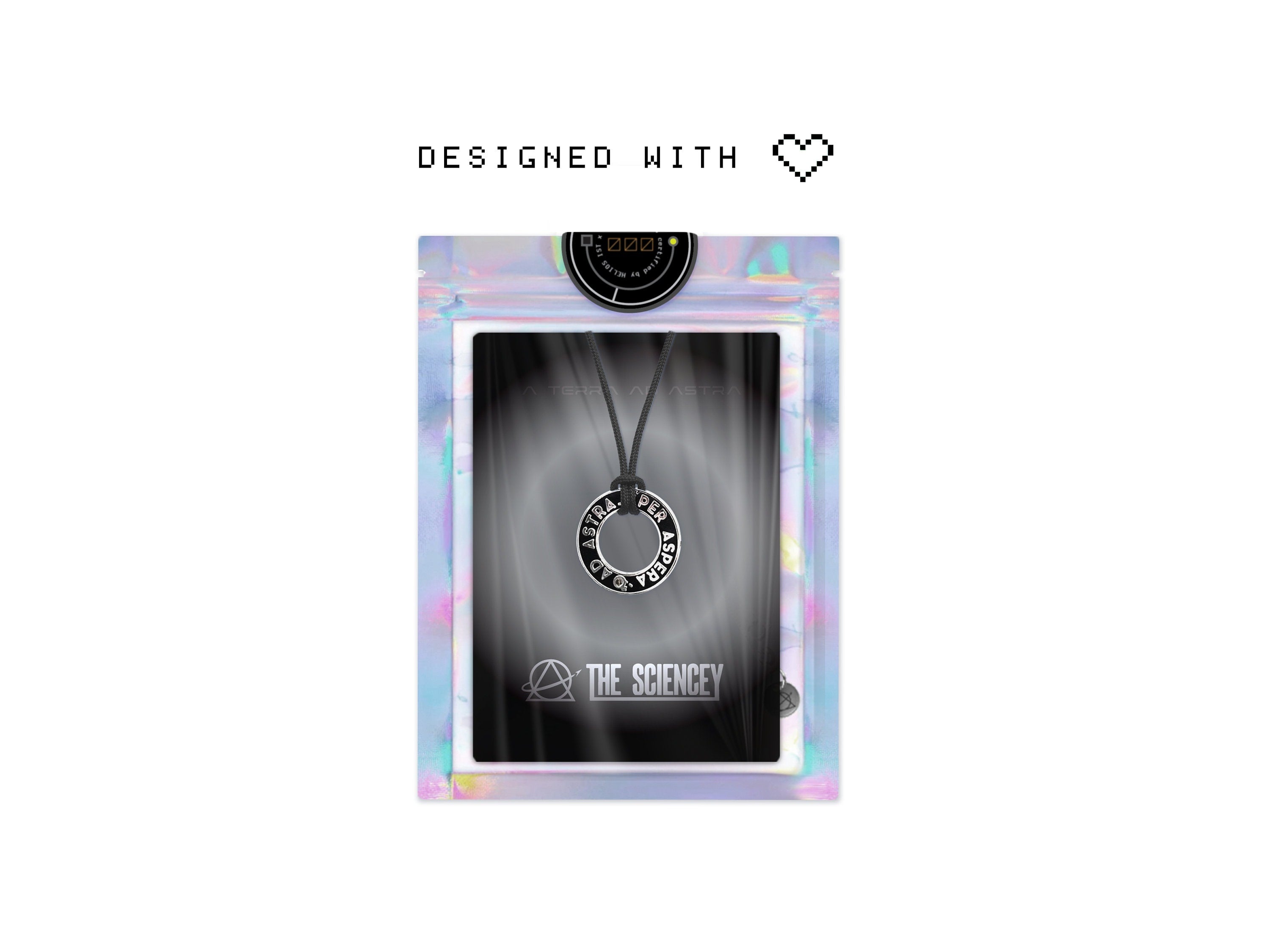 Ad Astra Meteorite Dust Necklace - Per Aspera Men's / Women's Black Astronomy Pendant - Cyberpunk / Futurist Scifi Space Jewelry