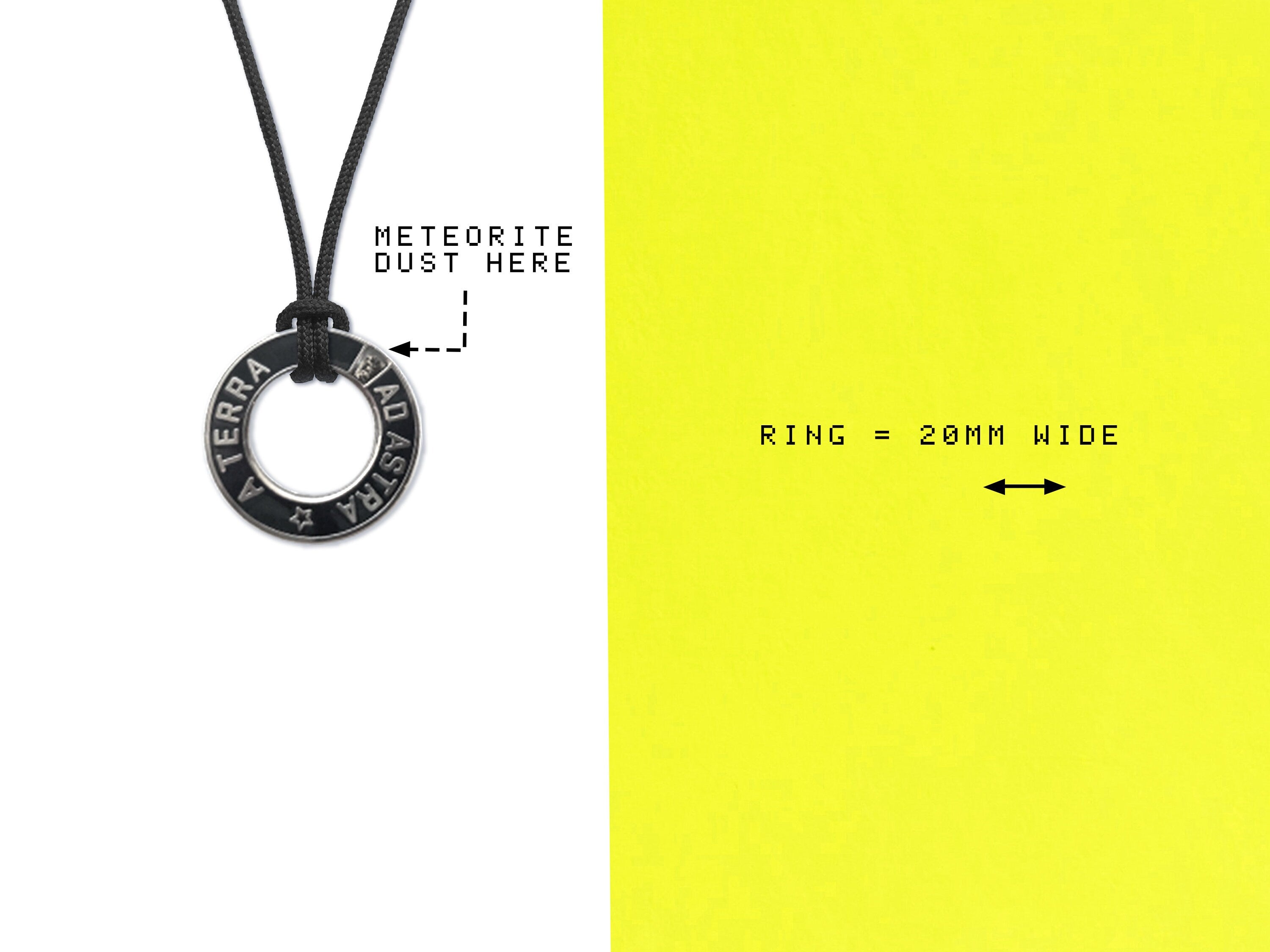 Black Meteorite Dust Necklace - Men's/Women's Mars Astronomy Necklace - EDC Cyberpunk / Futuristic Space Jewelry
