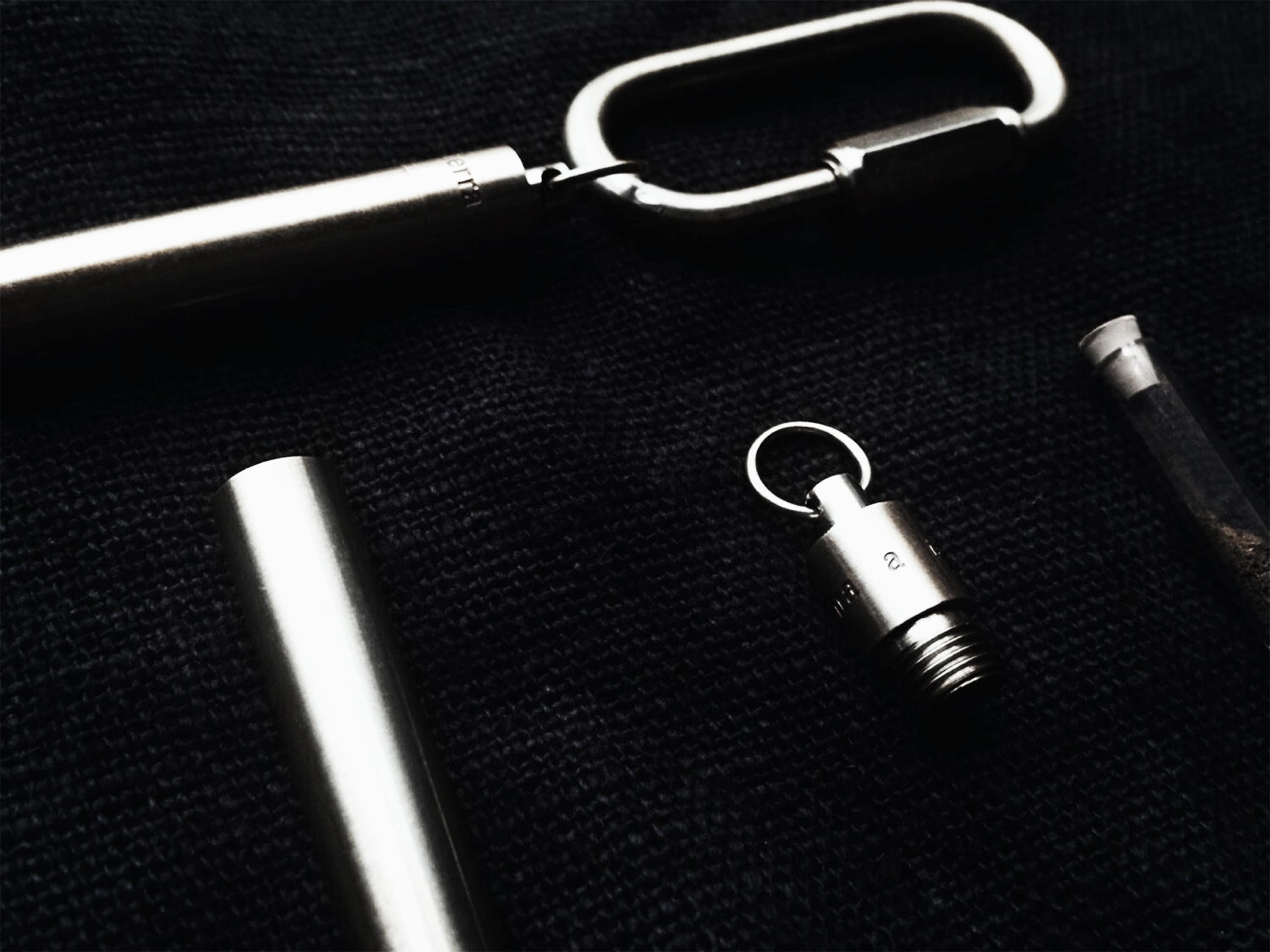 Minimalist Time Capsule Keychain - Men's Scifi Glass Vial Space Keychain - EDC Gift - Brass Dune Carabiner