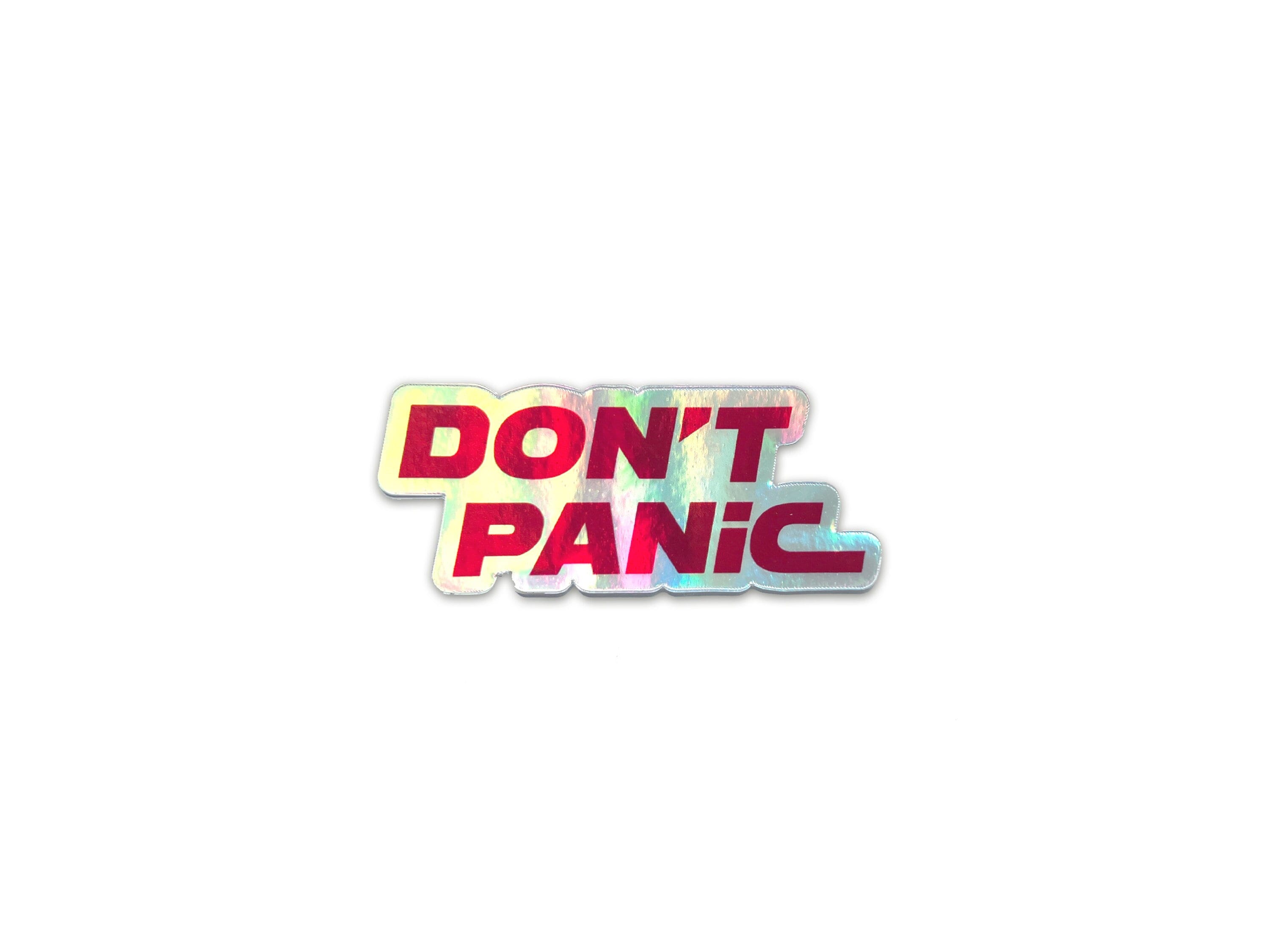 Holographic Don't Panic Decal - Futuristic HHGTTG Laptop Vinyl Sticker - Hitchhiker's Guide Lovers Sci-Fi Gift