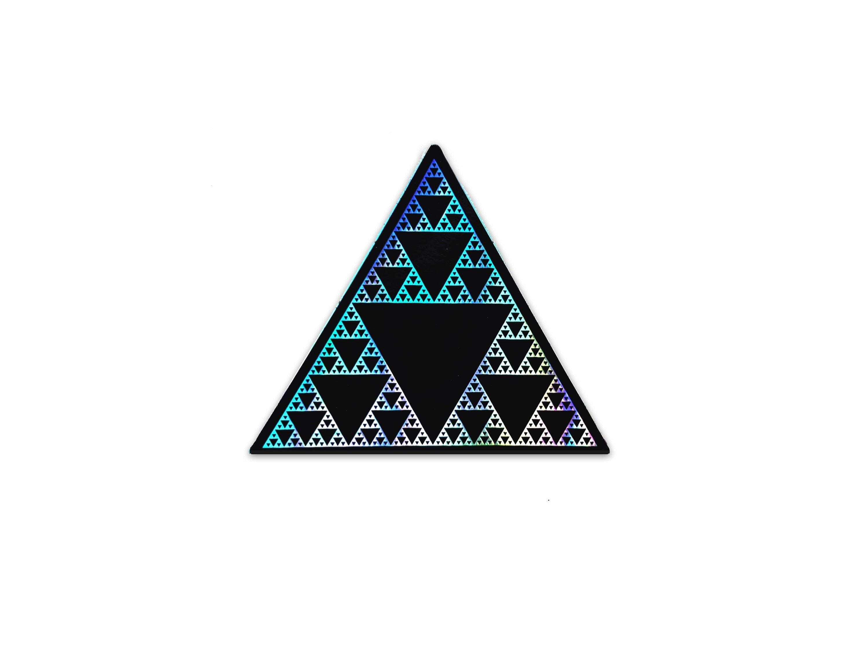Sierpinski Triangle Holographic Vinyl Decal - Mandelbrot & Koch Style Fractal Sticker - Laptop / Waterbottle decal