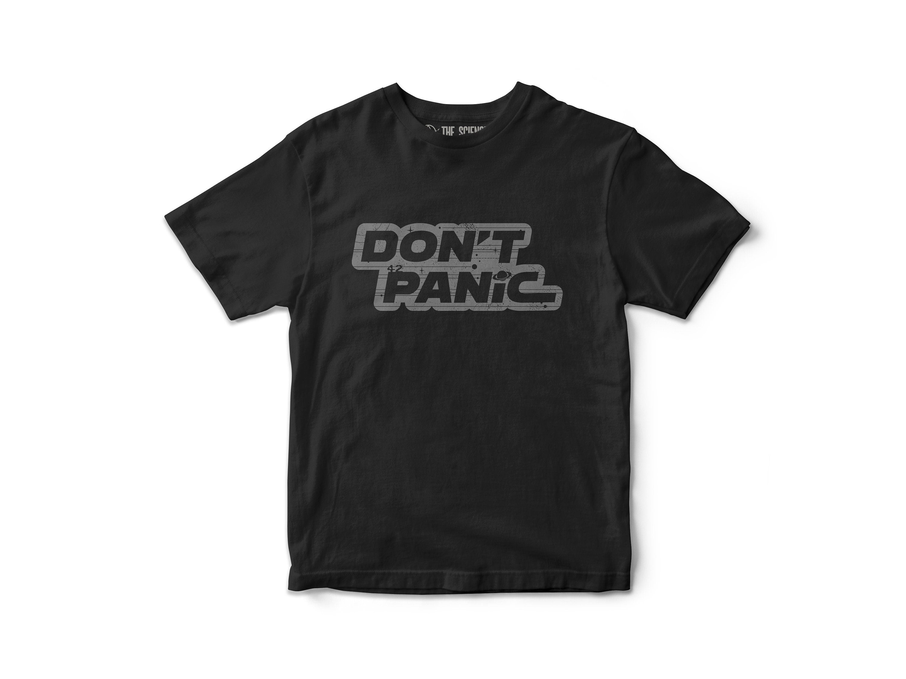 Don't Panic T-Shirt - Hitchhikers Guide Tee - HHGTTG - Sci-fi Futuristic /Cyberpunk Apparel
