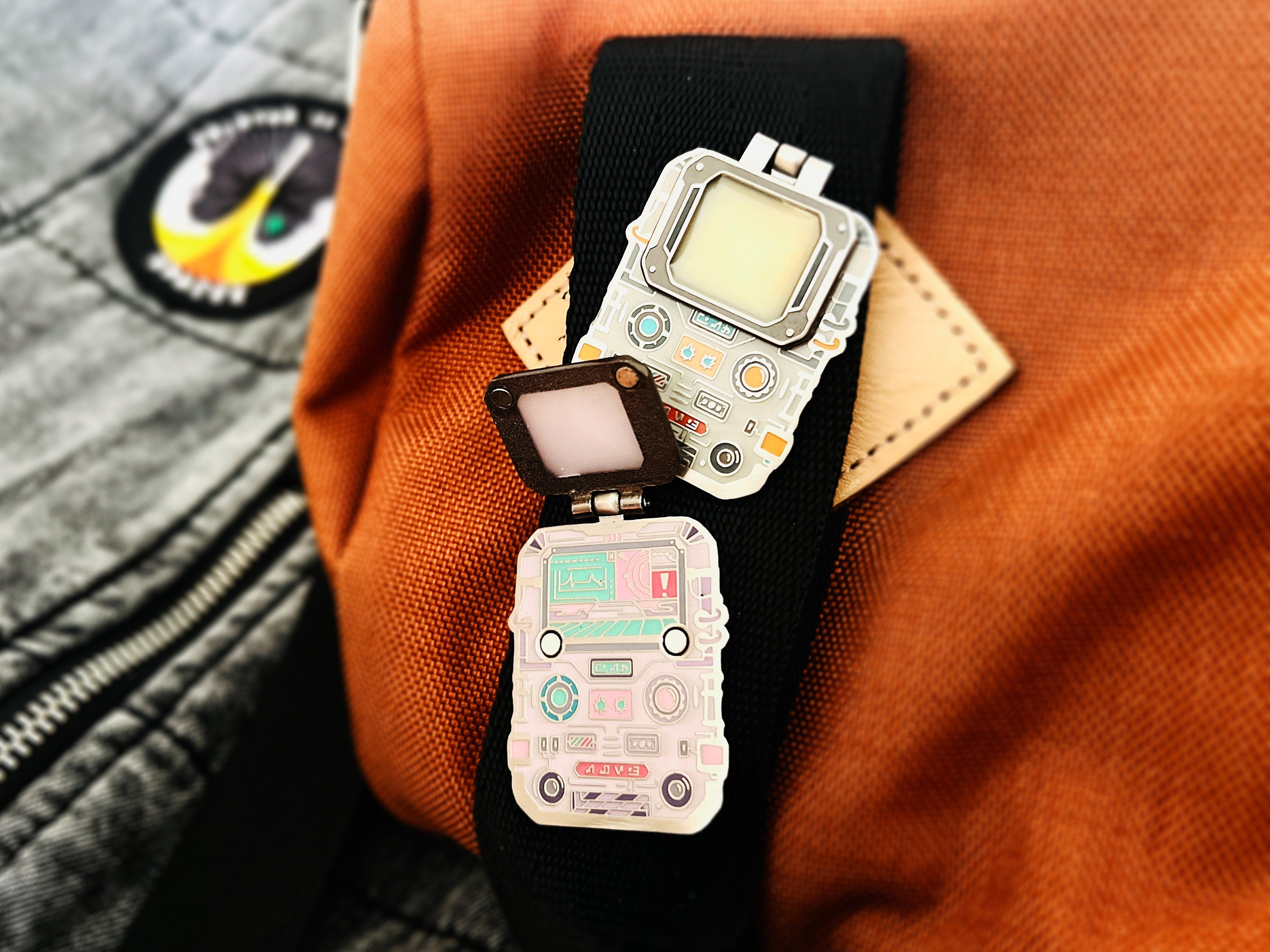 Astropunk Vintage Tech Enamel Pin - Retrofuturistic Design Lapel Pin / Badge - Unique Sci-fi Hinged Pin Gift