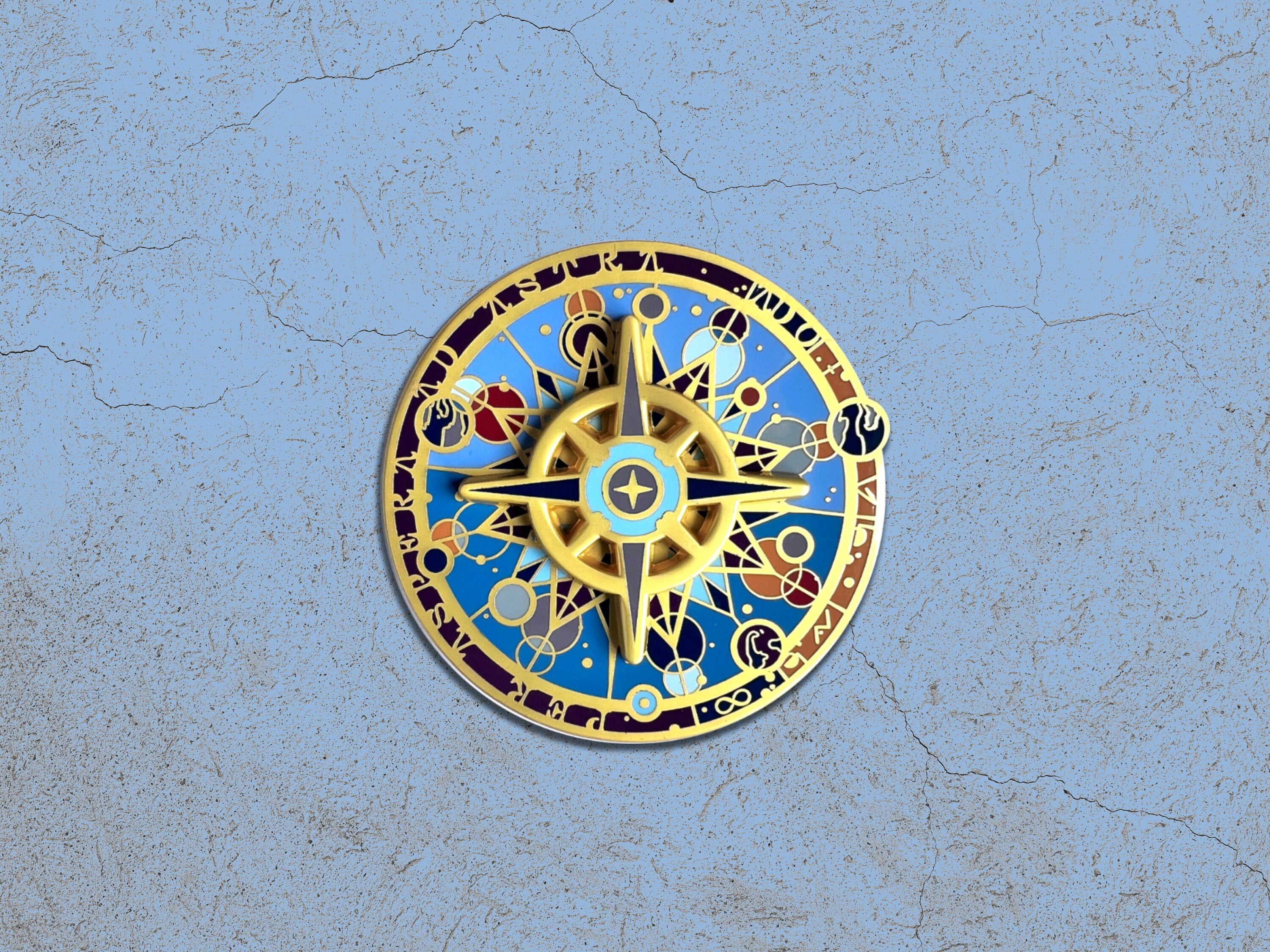 Celestial Compass Enamel Pin - Spinner Lapel Pin / Star Badge - Astronomy / Sci-Fi Gift