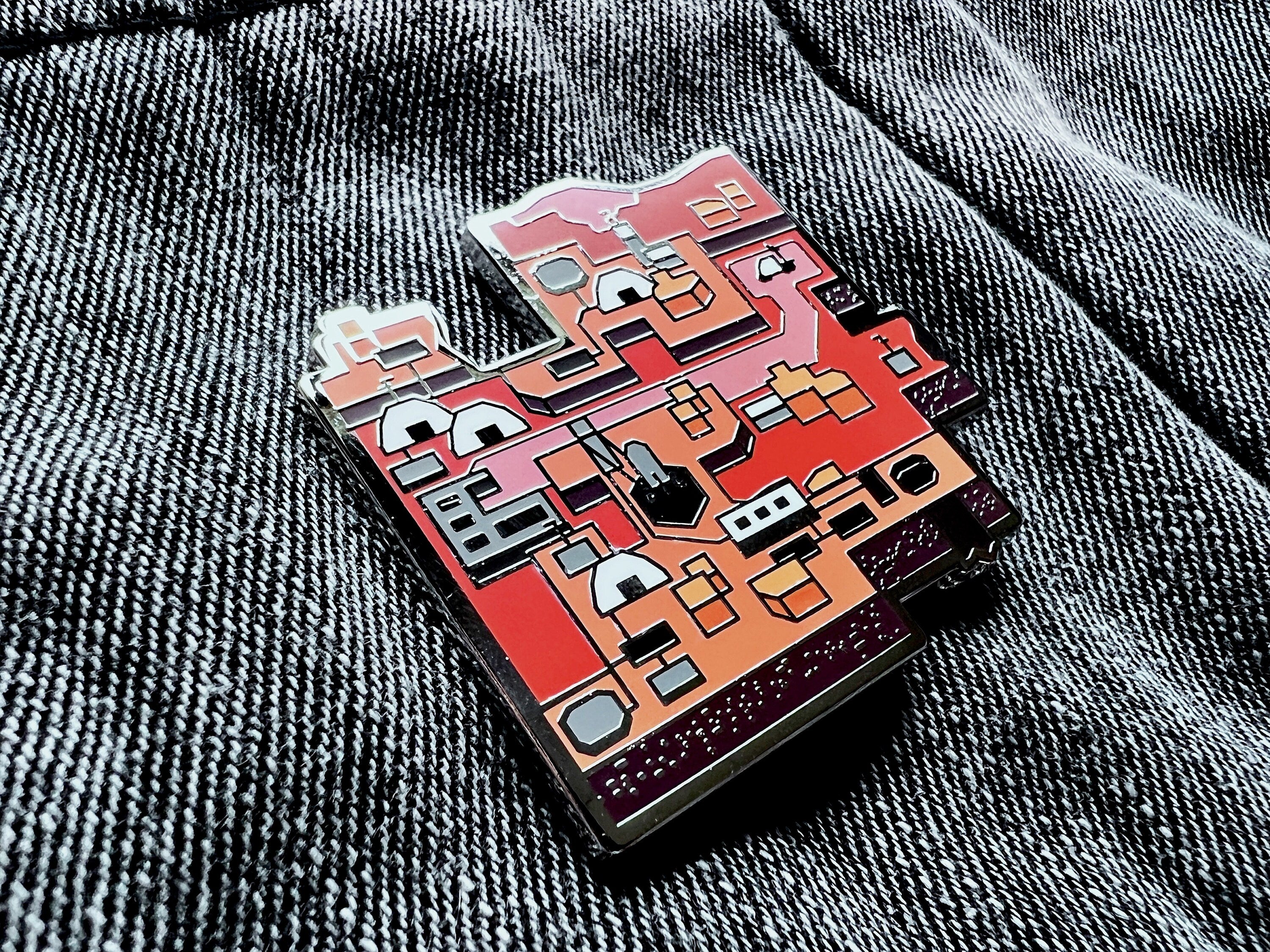 Isometric Mars Colony Enamel Pin - Occupy Mars Astronomy Lapel Pin / Badge - Retro Sci-Fi Gaming Gift