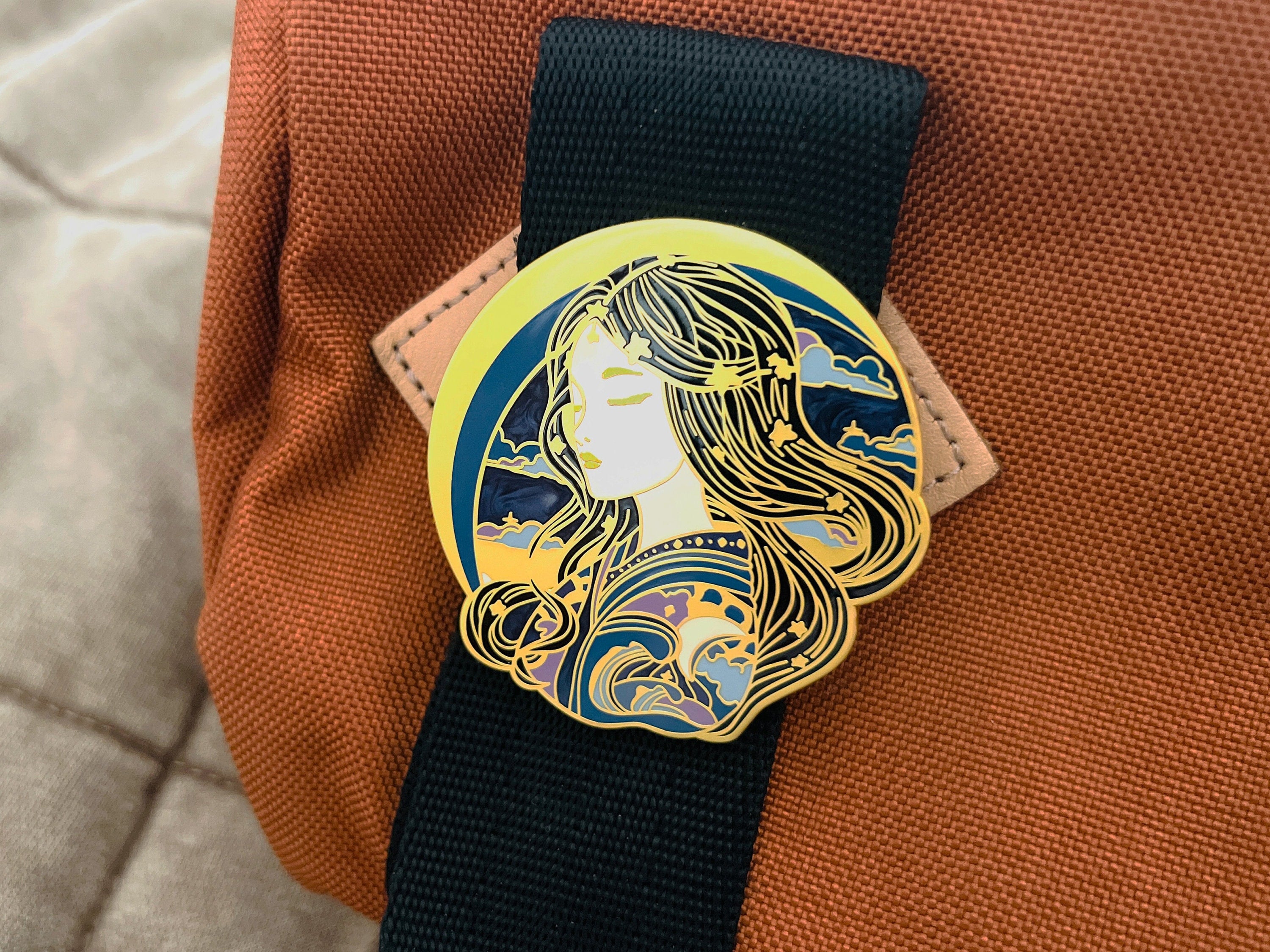 Star Empress Enamel Pin - Ethereal Princess and Celestial Lapel Pin - Art Nouveau Eastern Style Badge - The Sciencey