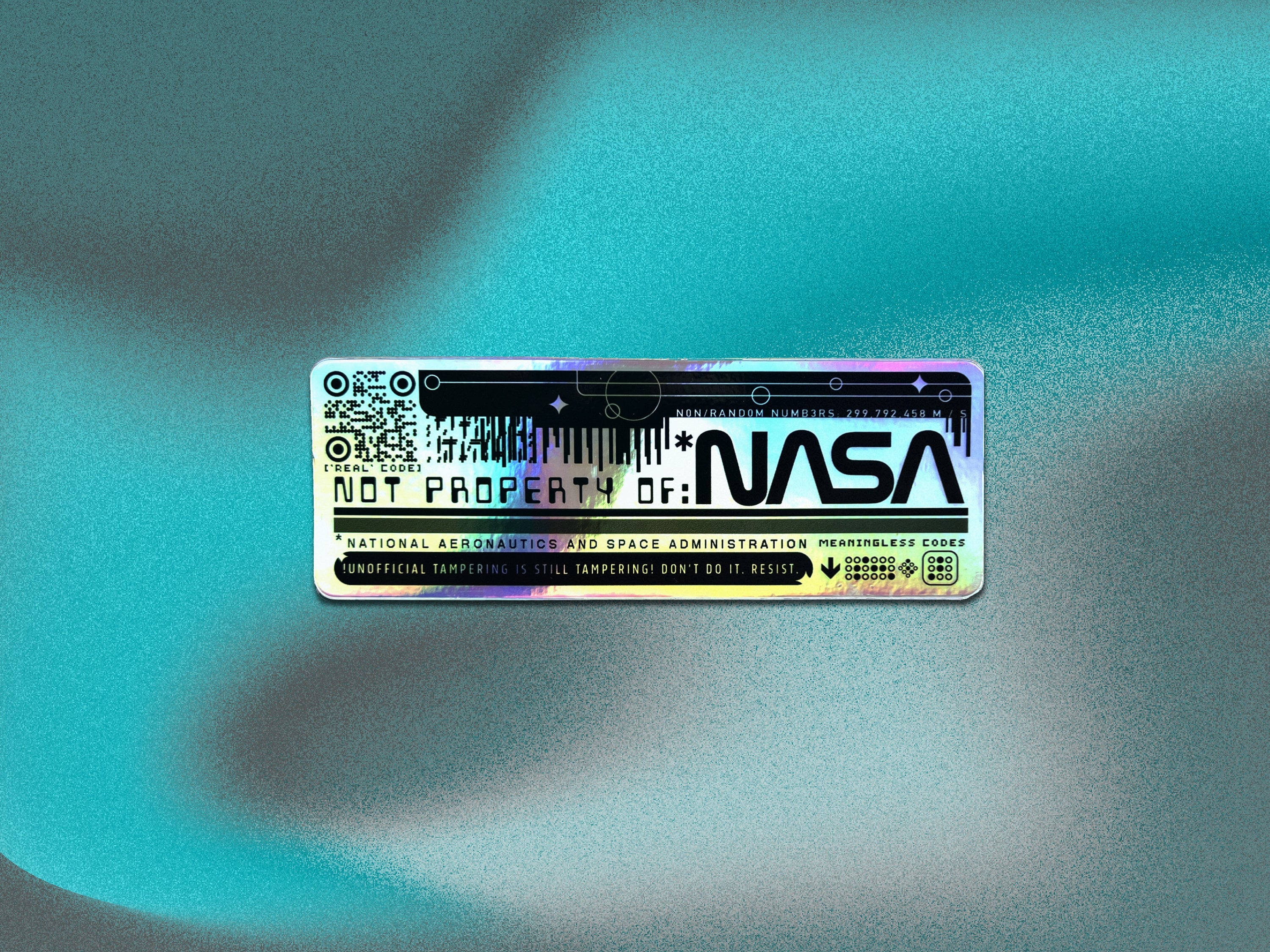 The Sciencey Holographic Astropunk -Cyberpunk Not Property of NASA Decal Sticker - Sci-Fi Laptop / Bumper Sticker Funny Meme Gift