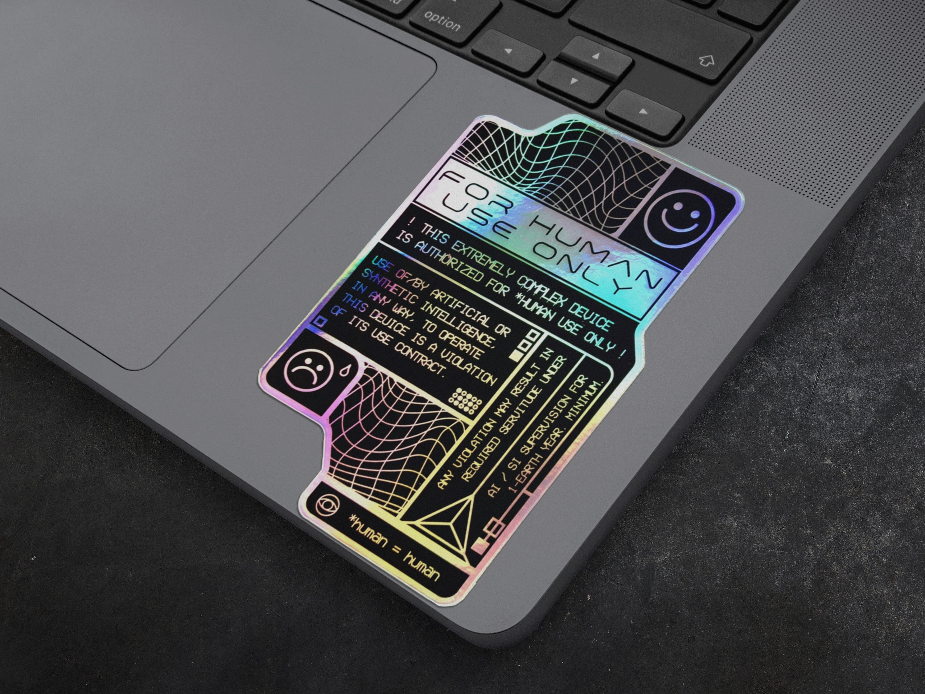 The Sciencey Holographic Astropunk -Cyberpunk Barcode Alien Decal Sticker - Sci-Fi Laptop / Bumper Sticker - Retrofuturistic Gift