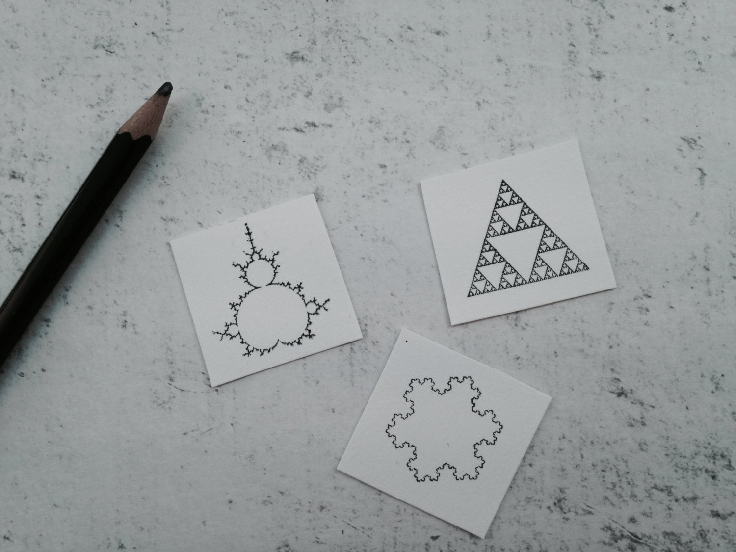Mandelbrot Fractal Rubber Stamp - Sacred Geometry - Koch Snowflake & Sierpinki Triangle